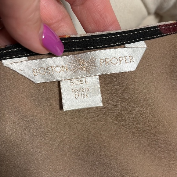 Boston proper women’s babydoll floral tunic blouse lace up V neck empire waist L - Picture 13 of 15